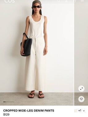 COS Facade Turn-up Cream Ankle-Length Cropped Jeans with Cuffed Hem